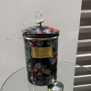 MacKenzie-Childs Black Floral Canister with Gold Accents